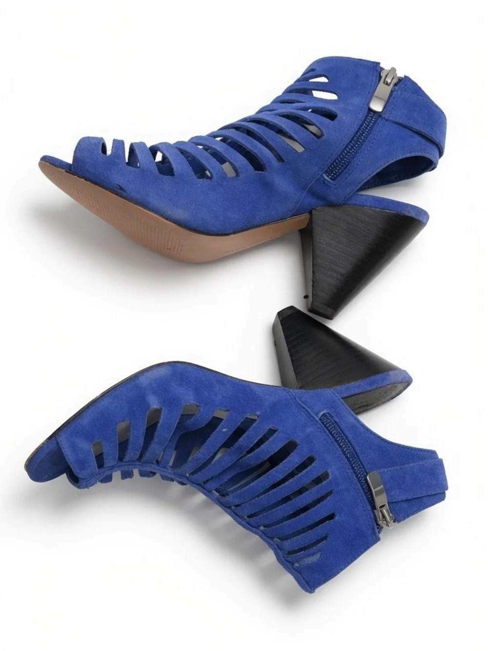 Coach and Four Cobalt Blue Suede Cage Heels Sandal Size 8